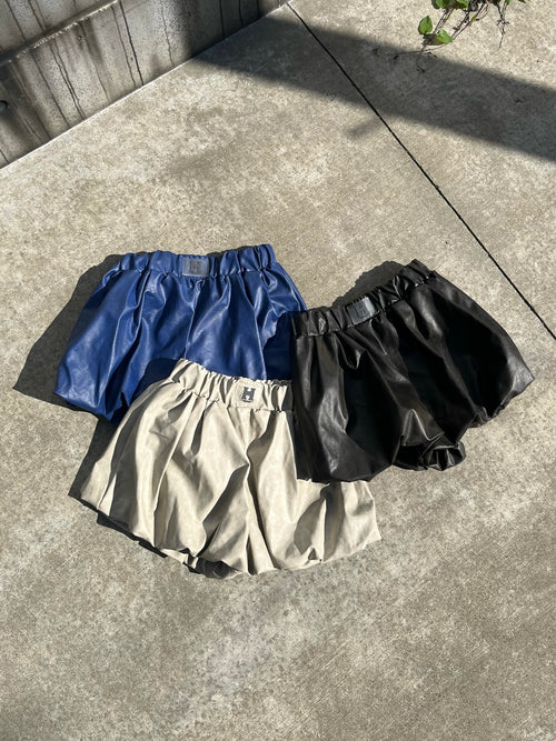 faux leather balloon shorts