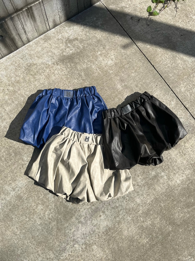 FAUX LEATHER BALLOON SHORTS