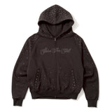 rhinestone scattered zip hoodie