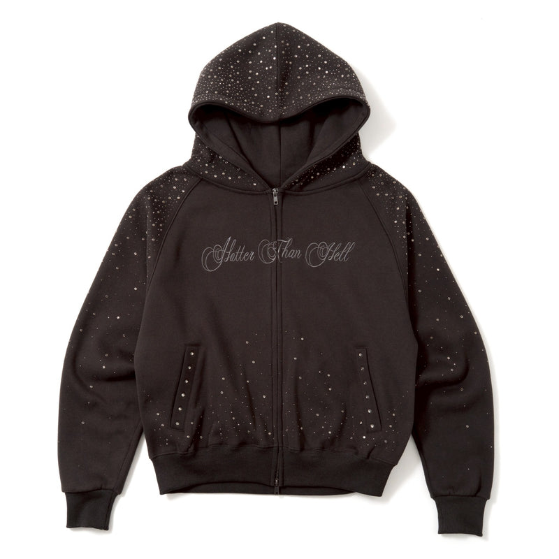 rhinestone scattered zip hoodie