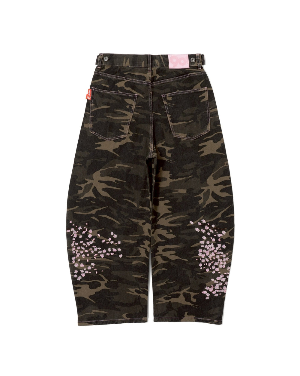 Sakura Embroidered Slub Denim Buggy Pants – YZ