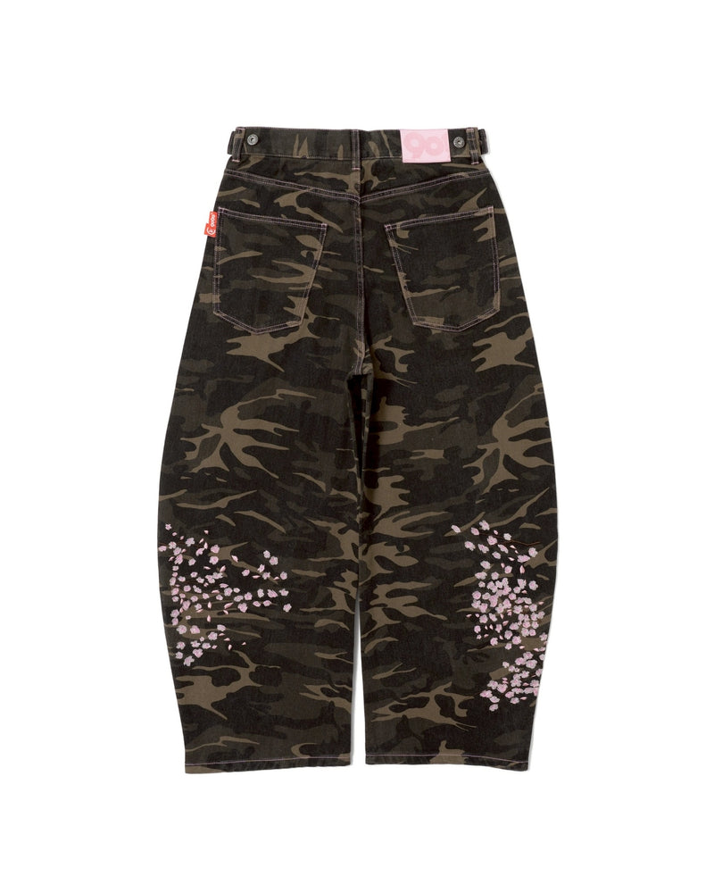 Sakura Embroidered Slub Denim Buggy Pants – YZ