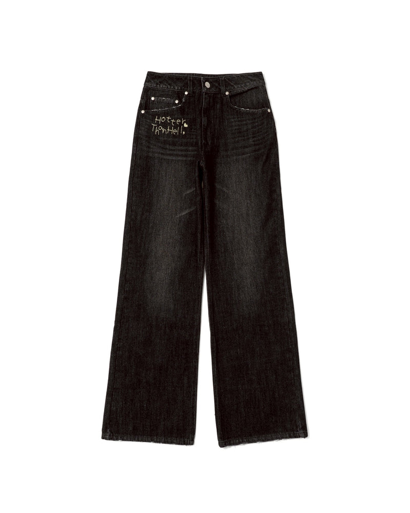 ロゴ入りデニム STITCH LOGO STRAIGHT DENIM PANTS – YZ
