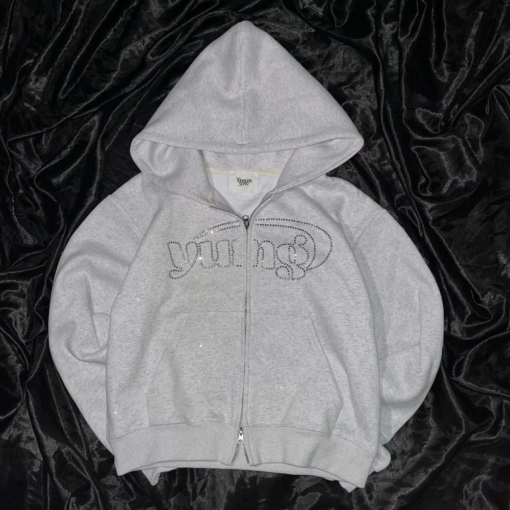 Universal logo rhinestone zip hoodie – YZ