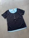 2-Layered Henley Rhinestone Tee
