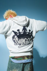 King Logo Pile Stitched Zip Hoodie