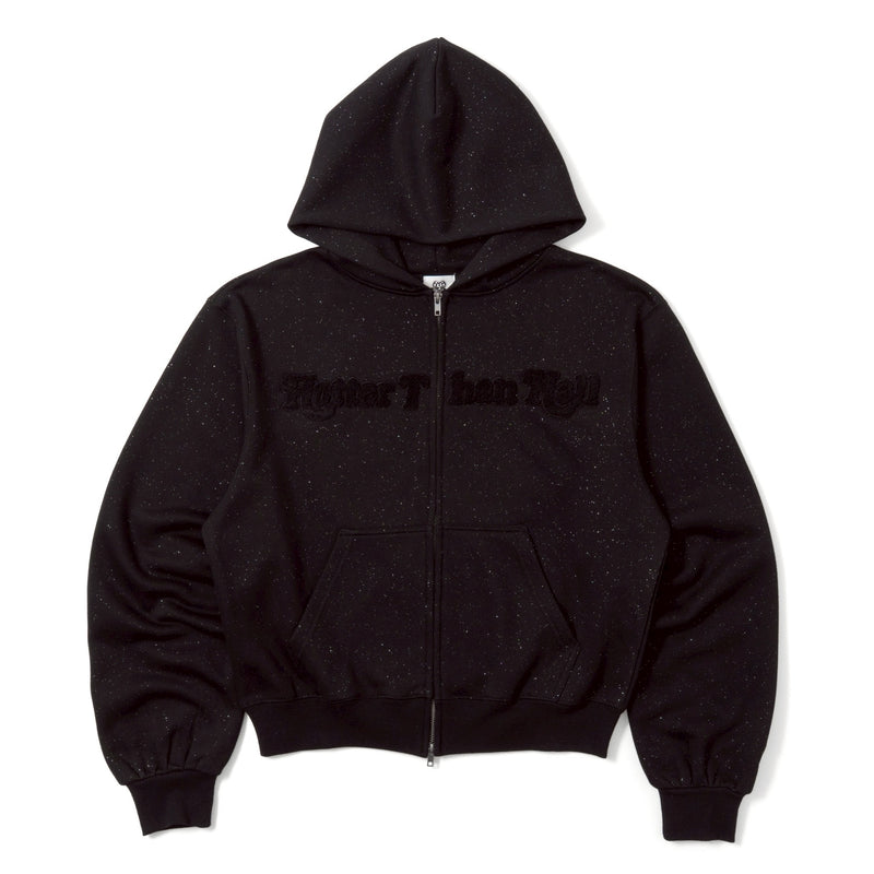 glitter heart logo zip hoodie
