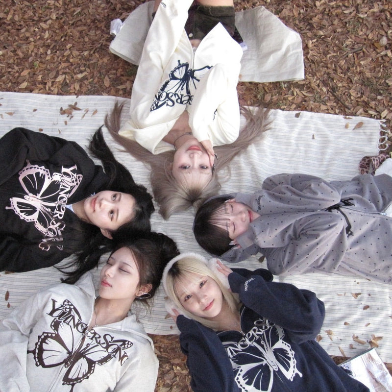 正面蝴蝶標誌拉鍊連帽衫 