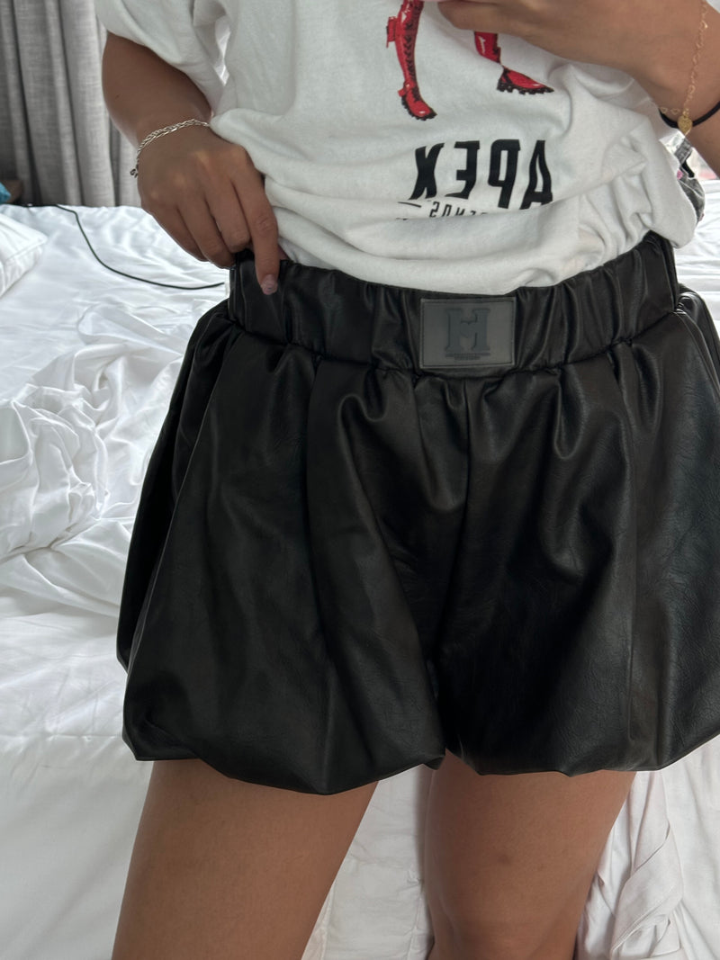 FAUX LEATHER BALLOON SHORTS