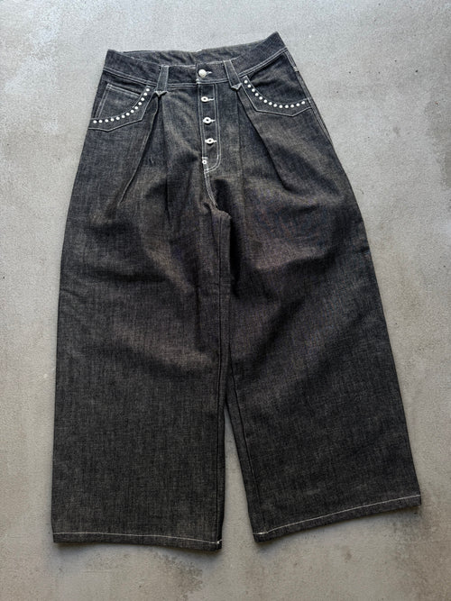 Front-Tuck Pearl Wide Denim Pants – YZ