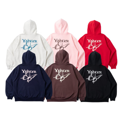 butterfly logo lame hoodie