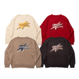 Star Logo v Neck Damage Knit