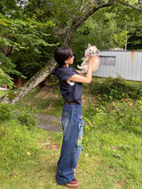 rainbow damage denim