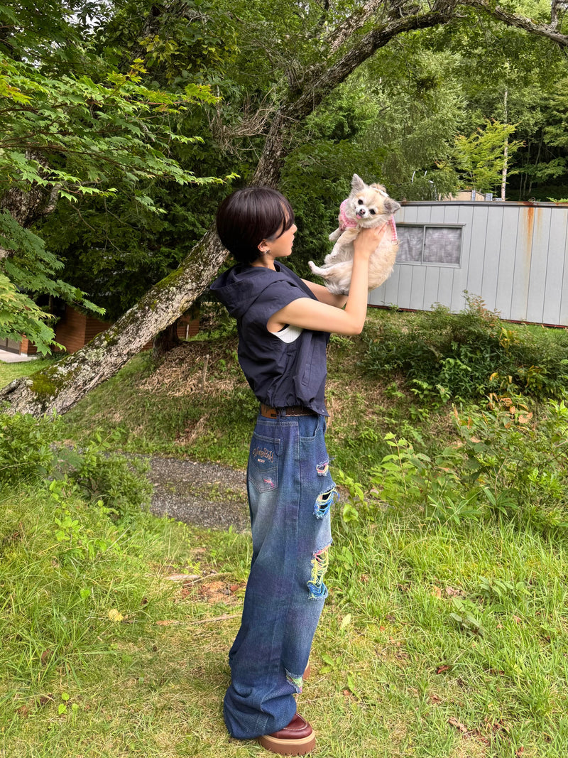 rainbow damage denim