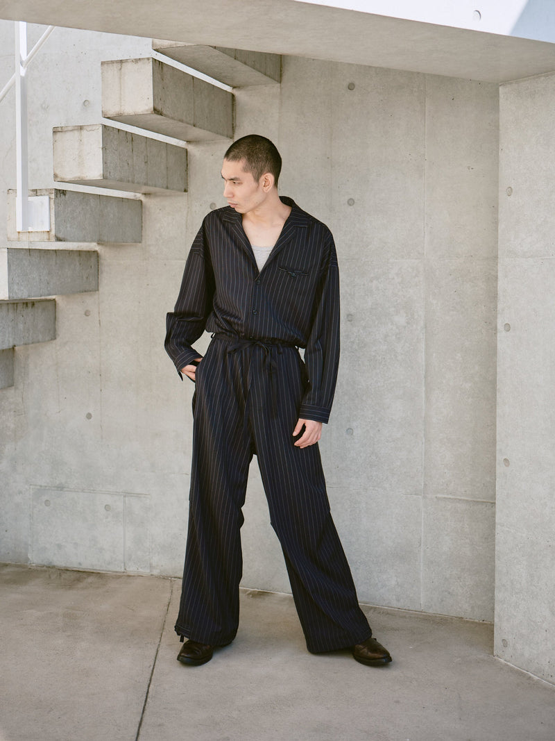 open collar belted assort l/s jump suit