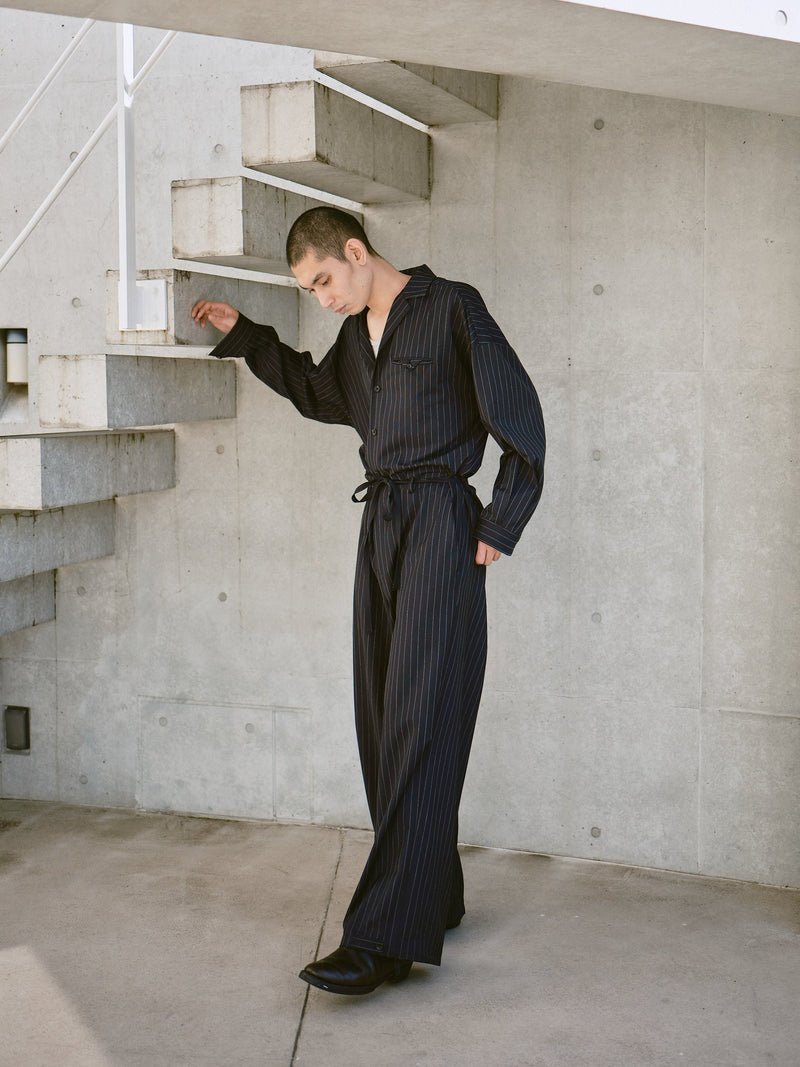 open collar belted assort l/s jump suit