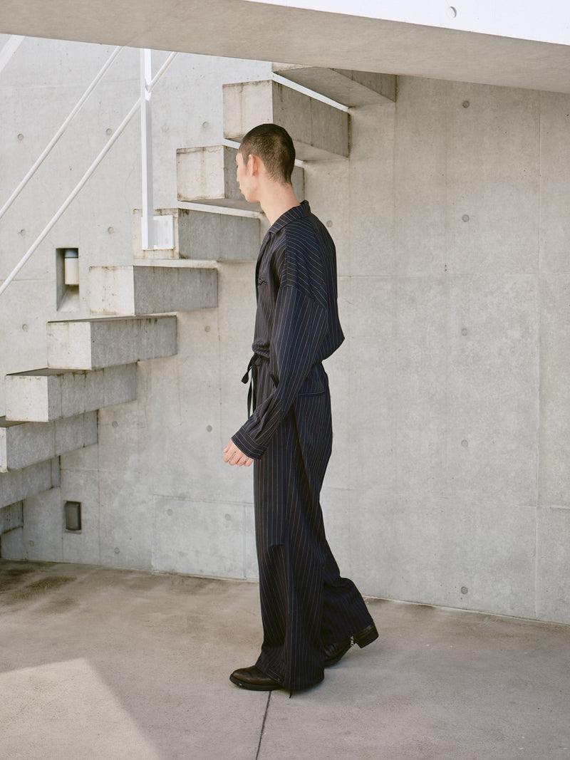 open collar belted assort l/s jump suit