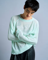 flower paint broken long sleeve sheer sweater