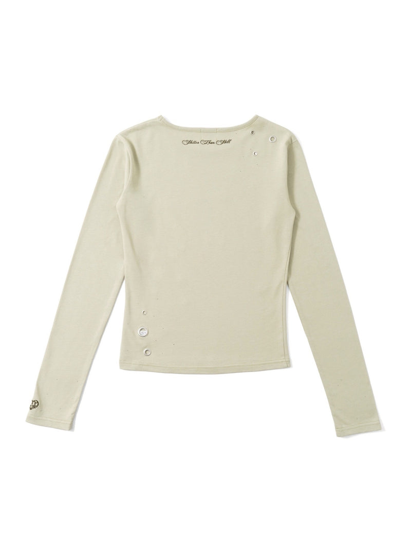 HTH eyelet long sleeve tee ホワイト Eyelet Long-Sleeve Tee – YZ