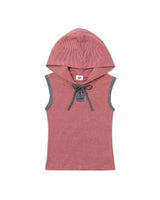 SLEEVELESS STRIPED HOODIE 