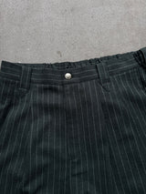 Wide-Pleated Striped Shorts