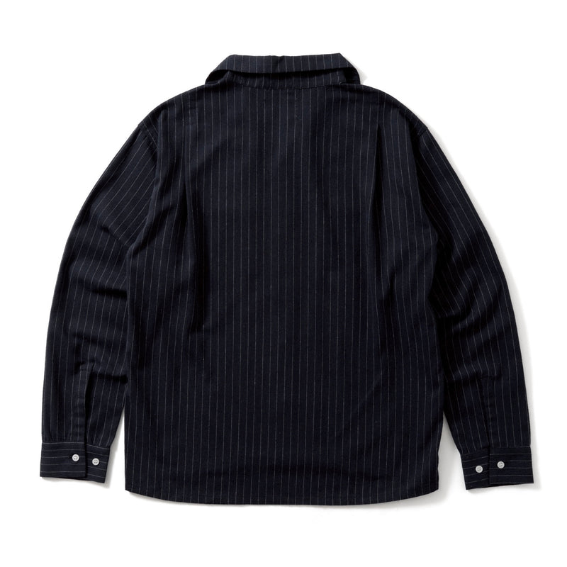 Stripe Open Collar Shirt