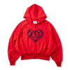 heart logo damage zip hoodie