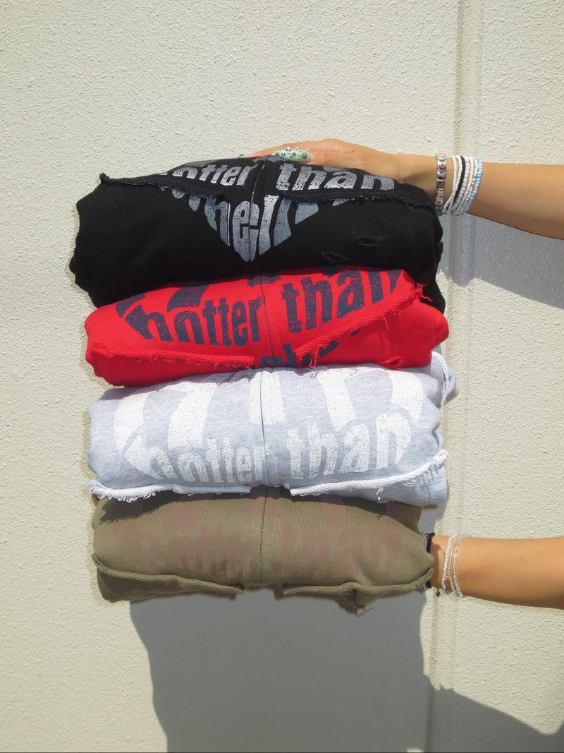 heart logo damage zip hoodie