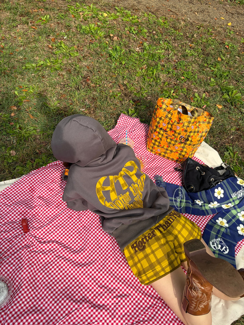 wiggle wiggle × HTH check pattern mini shorts