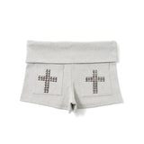 十字标志铆钉迷你短裤 