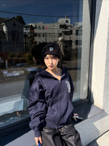 back logo appliqué zip hoodie