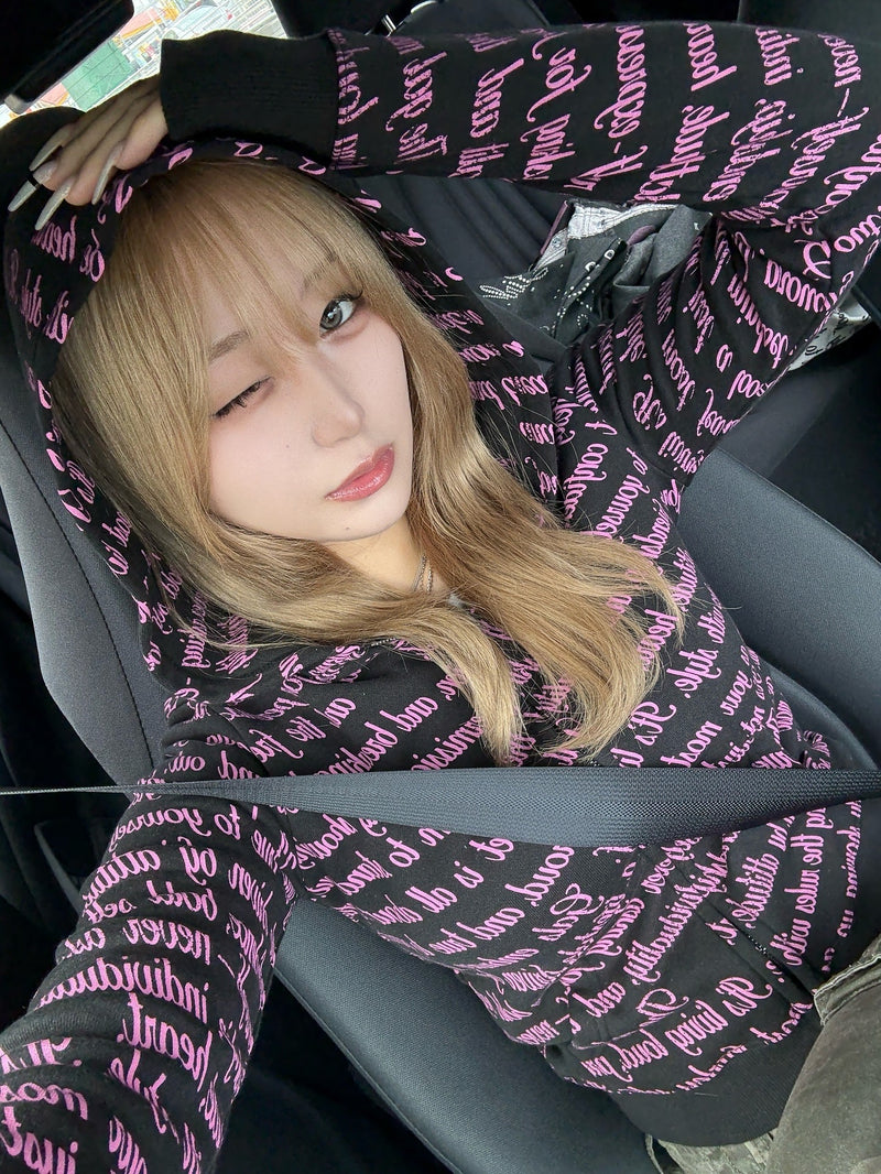 All Lettered Zip Hoodie