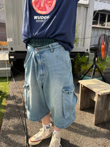 Denim half cargo pants