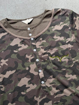 2-Layered Henley Rhinestone Tee