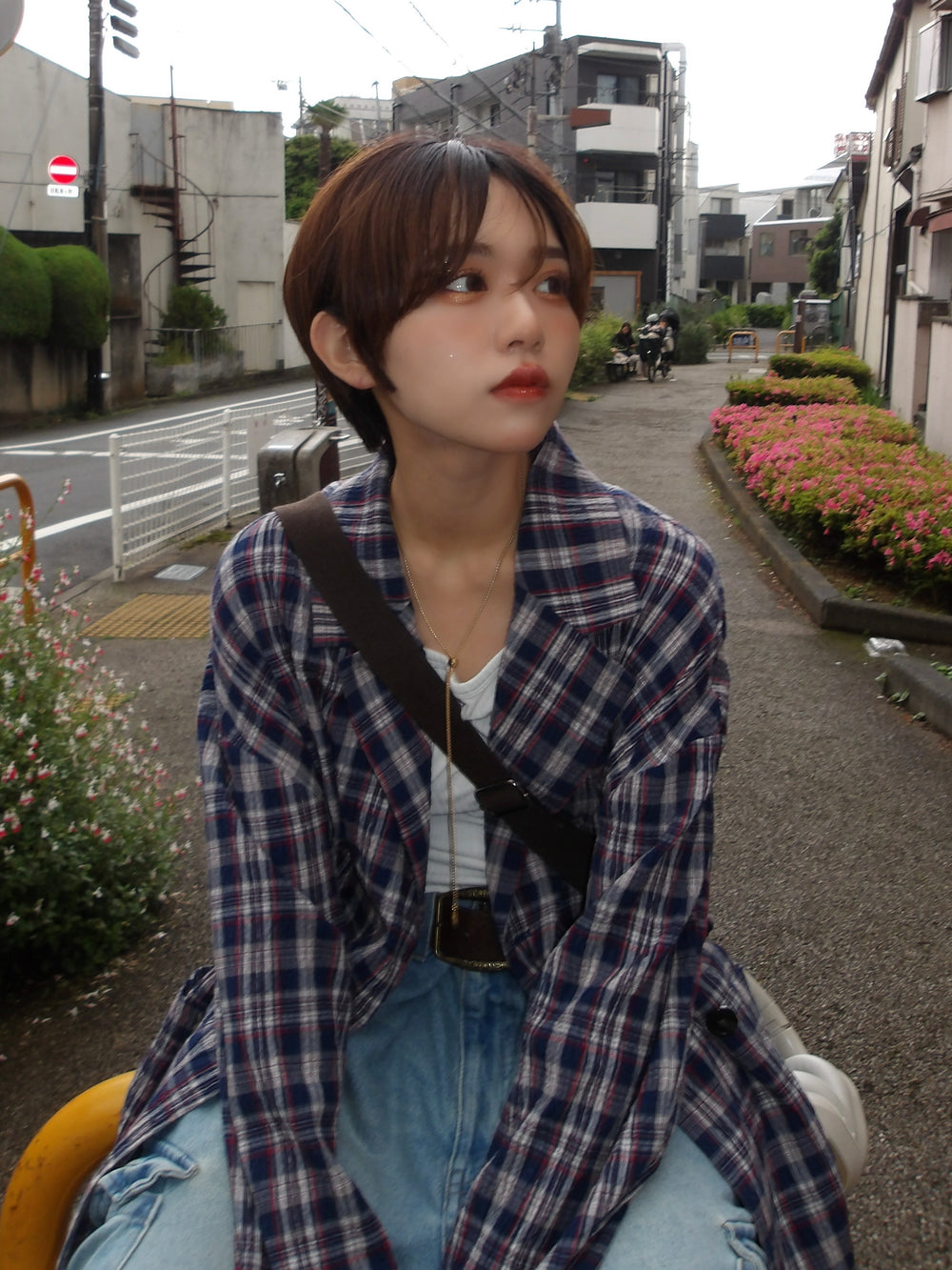 チェック柄のテーラードジャケット – YZ