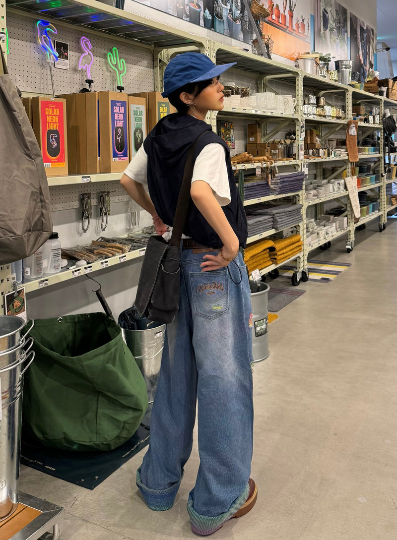 rainbow damage denim