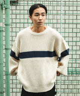 ビッグシルエット畔編みニットプルオーバー