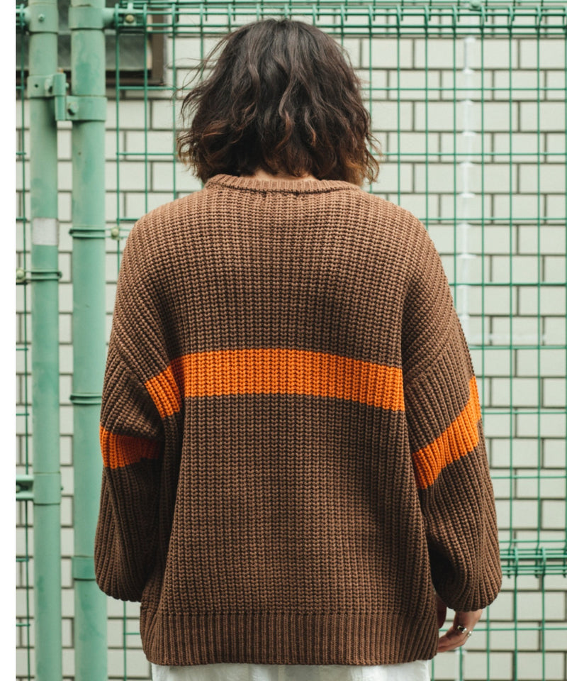 ビッグシルエット畔編みニットプルオーバー