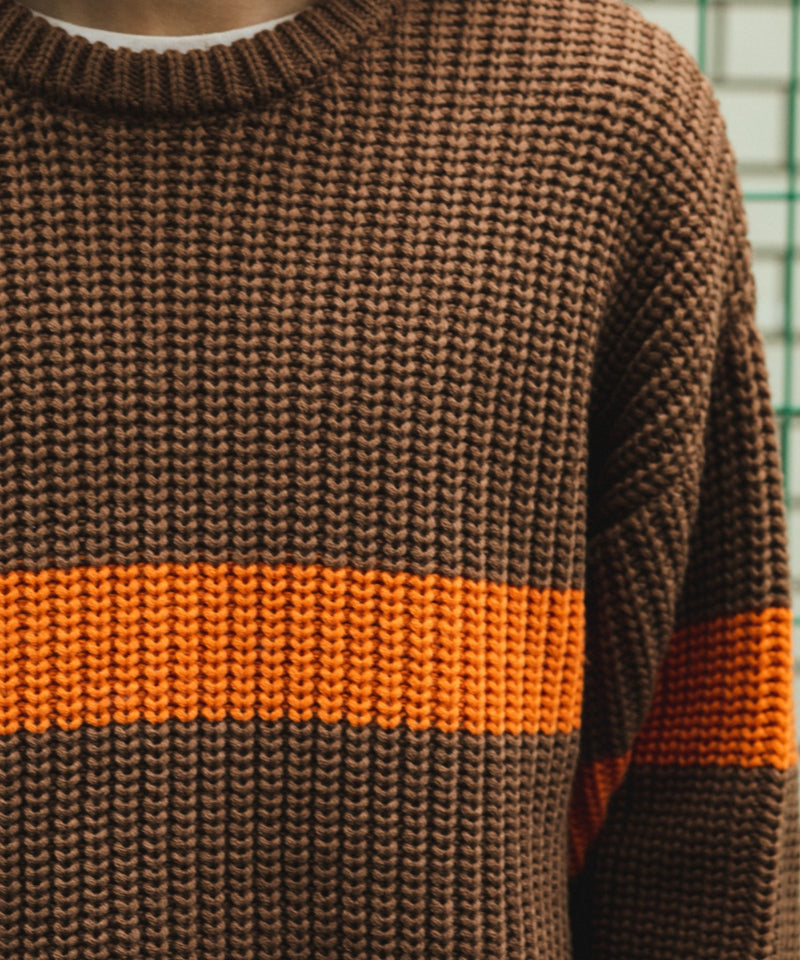 ビッグシルエット畔編みニットプルオーバー