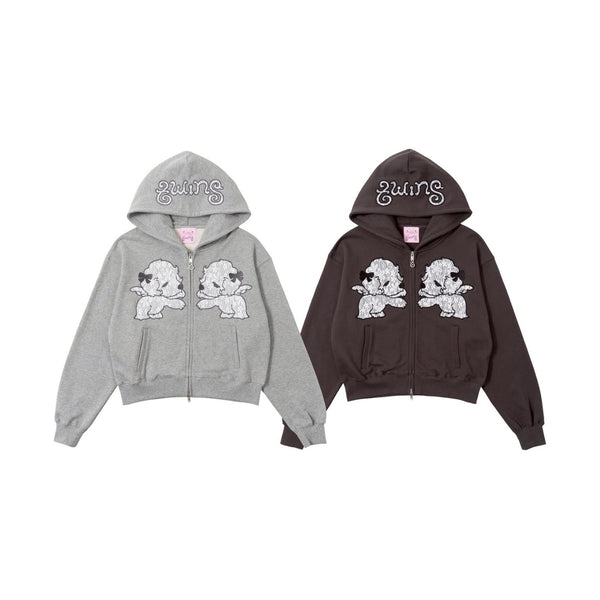 Lace twins logo zip hoodie – YZ