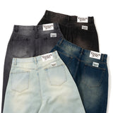 ys logo wash wide denim