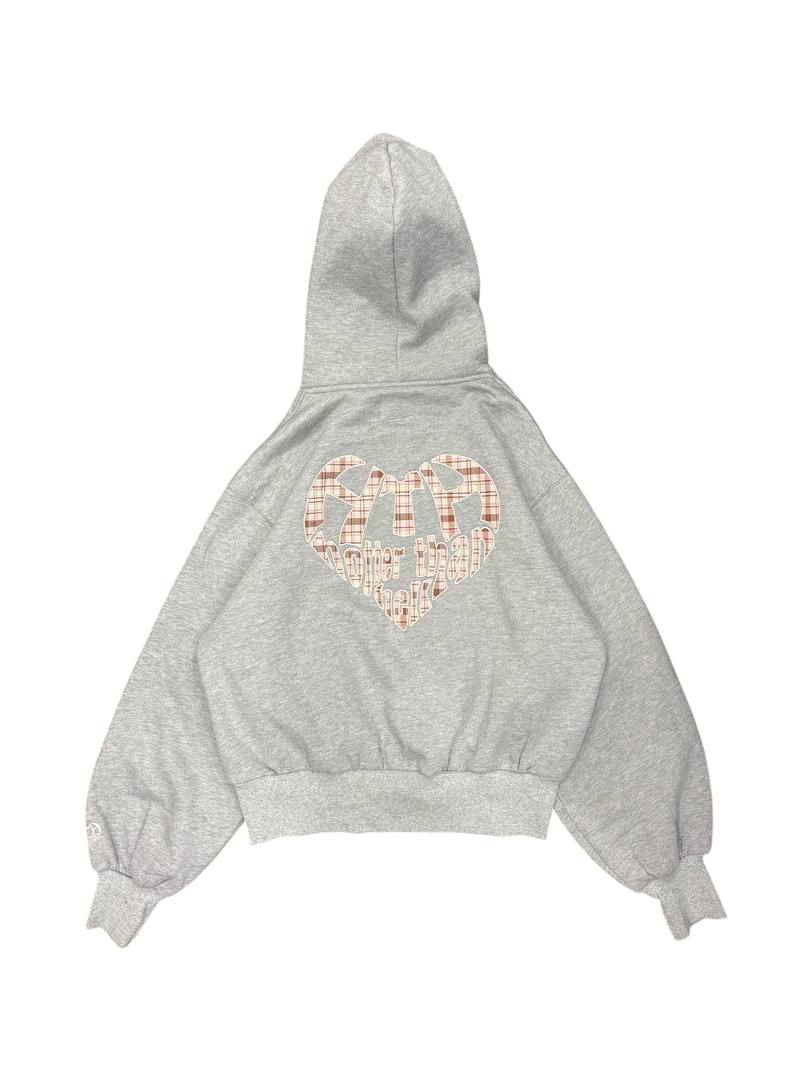 check pattern heart logo hoodie – YZ
