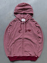 Striped rib knit zip hoodie
