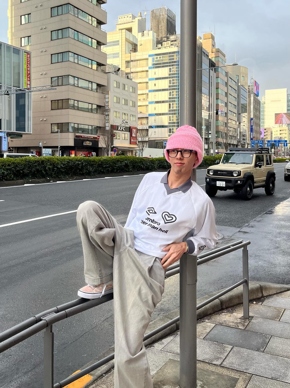 umbro ×HTH ホワイト グレー 長袖シャツ HTH × umbro game shirt – YZ