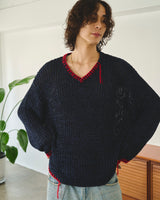 sparkle stitching v neck sweater