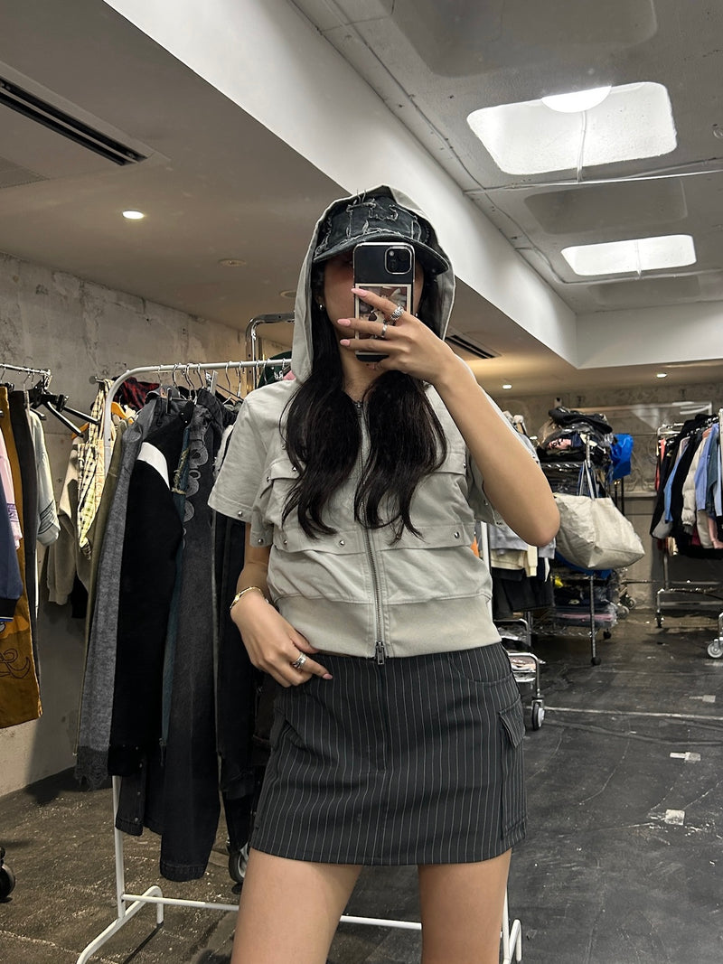 short sleeve zip hoodie