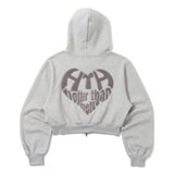 glitter heart logo zip hoodie
