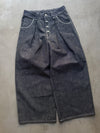 Front-Tuck Pearl Wide Denim Pants