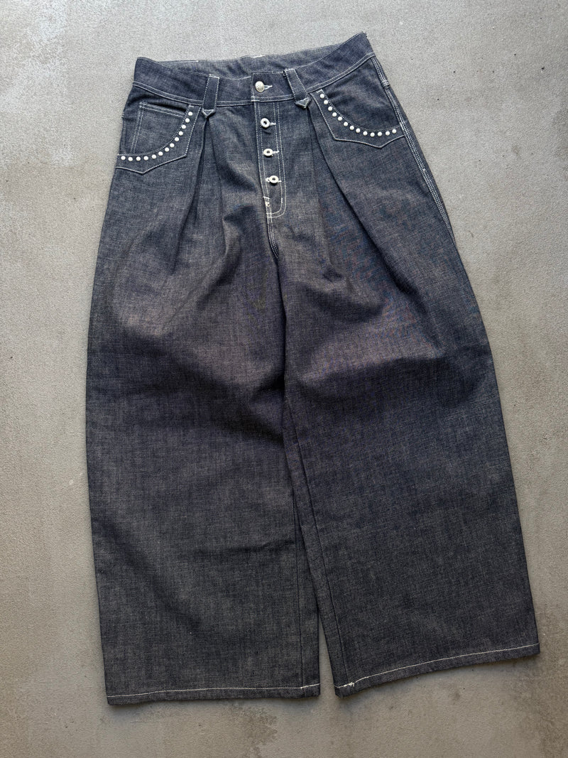 Front-Tuck Pearl Wide Denim Pants – YZ