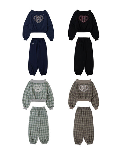 H HEART LOGO 露肩套装 